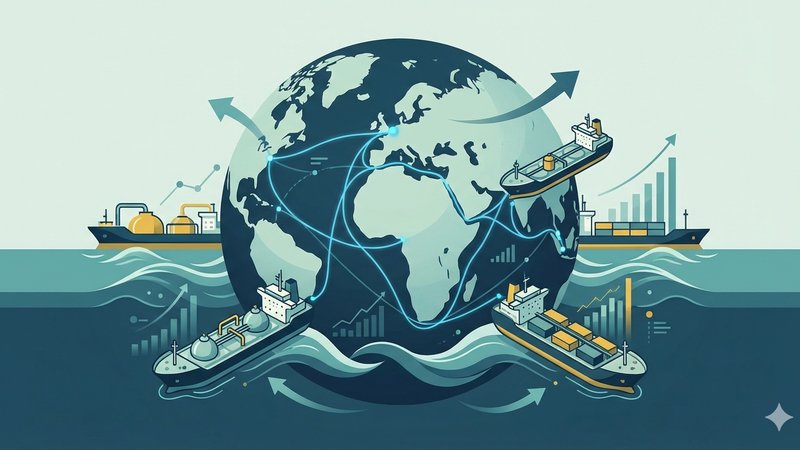 Современная иллюстрация морской перевозки химических реагентов, обзор рынка 2026 года.